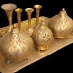 Tray and set of copper works